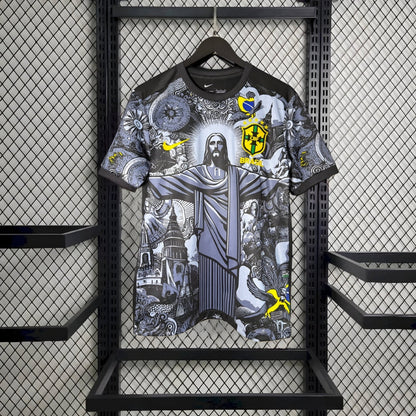 Brazil Special Edition "Jesus" Black & Grey Football Shirt 2024