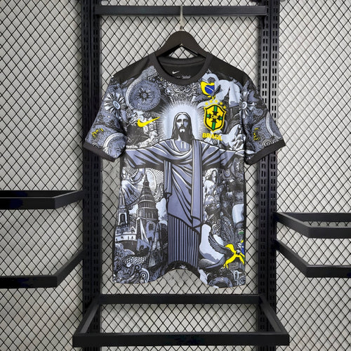 Brazil Special Edition "Jesus" Black & Grey Football Shirt 2024